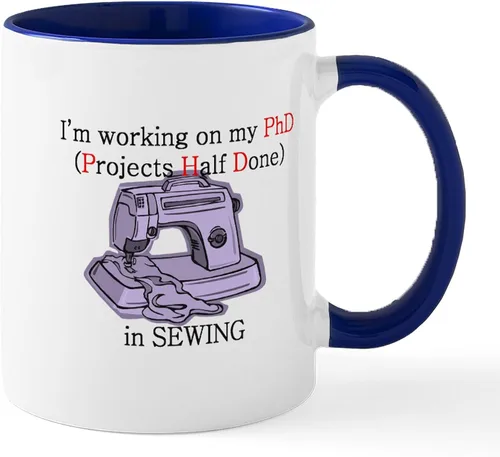 Miniatura 25 de CafePress Knitting Phd (Projects Half D Mug 11 oz (11.0 fl oz) Taza de café de cerámica