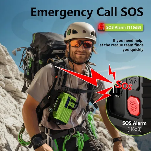 Miniatura 6 de Mesqool Radio de emergencia alimentada por 5 vías, 5000 mAh/18500 mWh, manivela solar de supervivencia, portátil, radio meteorológica NOAA/AM/FM/SW