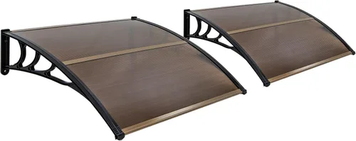 Miniatura 12 de Tangkula 2 Pack 30" x 39" Window Awning, Modern Polycarbonate Overhead Door Awning with Hollow Sheet for Rain Snow Sunlight Protection, UPF 50+