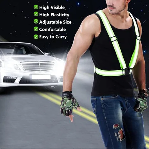 Miniatura 6 de Chaleco reflectante para correr, 3 piezas, correas elásticas ajustables, ligero, 360°, alta visibilidad para caminar al aire libre, trotar