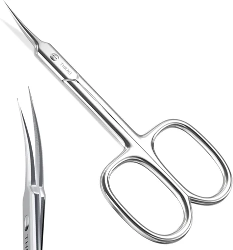 Miniatura 7 de THRAU Tijeras de cutícula extrafinas para mujeres y hombres, acero inoxidable profesional con punta puntiaguda precisa, cuchillas de aseo, manicura