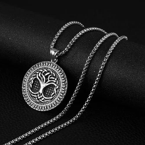 Miniatura 2 de HZMAN Norse Viking Tree of Life Necklace for Men Women Retro Stainless Steel Yggdrasil Pendant Amulet Jewelry Gift for Men Women