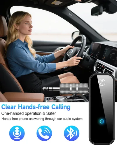 Miniatura 4 de Adaptador auxiliar Bluetooth 5.4 actualizado para automóvil, transmisor y receptor de audio Bluetooth 2 en 1 Jack de 0.138 in RCA inalámbrico Dongle