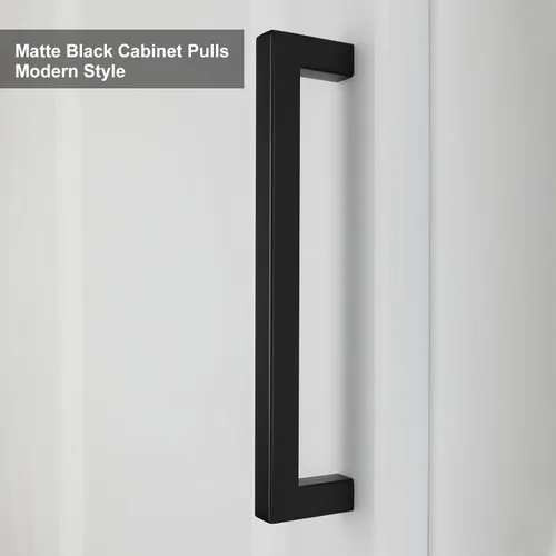 Miniatura 3 de Goldenwarm LSJ12BK. - Manijas de barra cuadrada para cajón de armario, color negro, herrajes negros modernos LSJ12BK para cocina y baños, manijas