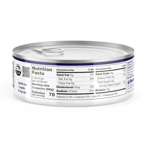 Miniatura 3 de Jego Atún sólido en aceite de girasol Atún natural silvestre Keto Bajo en carbohidratos Sin gluten Sin soja Enlatado Listo para comer