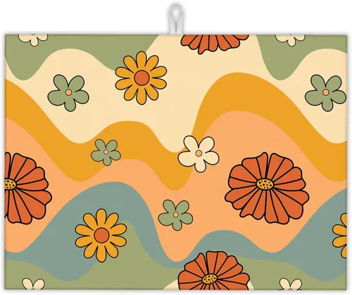 Miniatura 9 de Tapete de secado de platos para encimera de cocina, almohadilla de secado de platos de palmeras tropicales, protector de microfibra reversible