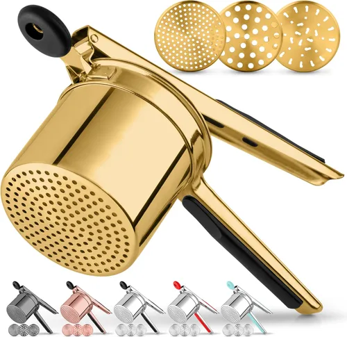 Miniatura 14 de Zulay Kitchen Ricer de papas grande de 15 onzas, triturador de papas de acero inoxidable resistente y triturador para puré de papas, triturador