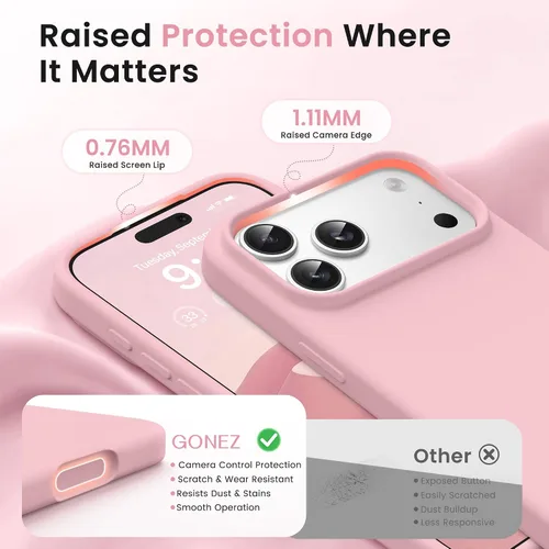 Miniatura 263 de GONEZ Funda de silicona para iPhone 15 Pro Max, compatible con Magsafe, protector de cámara + protector de pantalla, forro de microfibra suave