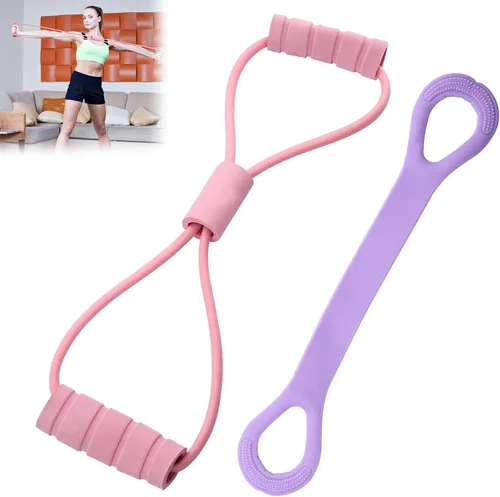Paquete de 2 bandas de resistencia de figura 8, fácil de usar, portátil, ideal para yoga, pilates y entrenamientos de cuerpo completo, perfecto para