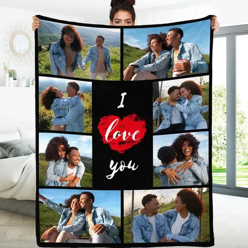 Miniatura 24 de Manta personalizada con foto/texto, manta con imagen personalizada, regalos de amor, regalos personalizados para parejas para novio, novia, esposa