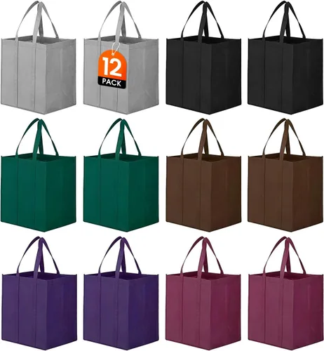 WISELIFE Bolsas de compras reutilizables para comestibles, paquete de 10 bolsas de mano plegables grandes a granel bolsas de productos ecológicos
