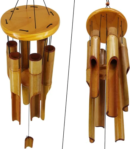 Miniatura 5 de Campanas de viento de bambú para exteriores, Campanas de viento de madera con melodía de tono profundo, Campana de viento Zen clásica de 30