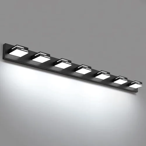 Miniatura 29 de Lámparas LED modernas para tocador de baño, 4 luces, 5CCT, regulables, color negro mate, para accesorios de iluminación de baño sobre espejo