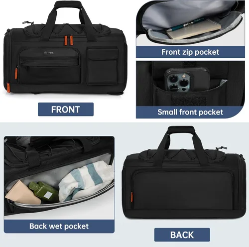Miniatura 5 de Bolsa de gimnasio para mujeres y hombres, bolsa de viaje deportiva de 33 litros con compartimento para zapatos, bolsa antirrobo para fin de semana