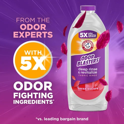Miniatura 5 de ARM & HAMMER Odor Blasters Enjuague Profundo y Revitalizante para Telas, Aditivo para Lavandería, Elimina Sudor y Olores a Humedad, Aroma Fresh