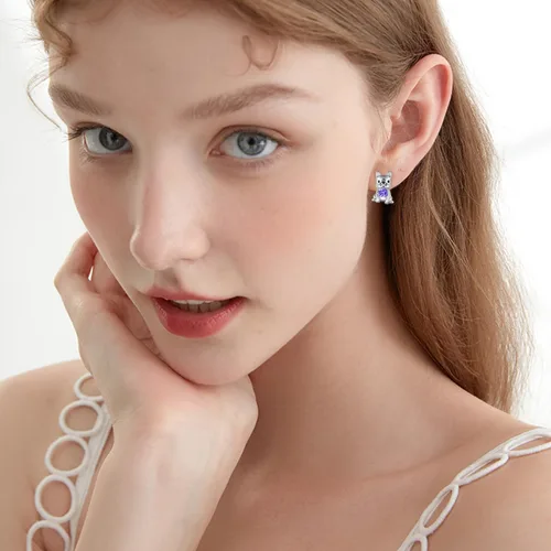 Miniatura 5 de Aretes de perro para mujer, plata de ley 925, diseño de bulldog francés, joyería de perro de animales, regalos para hija, nieta, niñas y mujeres