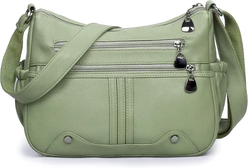 Bolso de hombro de piel sintética suave para mujer, bolso cruzado con múltiples bolsillos, bolso mediano y espacioso, bolso de moda con asa superior