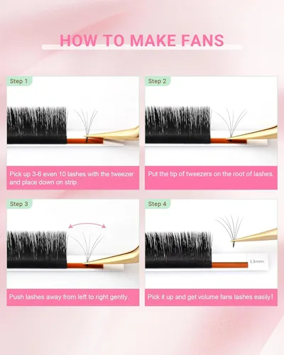 Miniatura 7 de NAGARAKU Easy Fan Extensiones de Pestañas Volumen Lash 0.07 Rizo D 8-15mm Bandeja Mixta Floración Rápida Visón Sintético en Racimo Para Ventilador