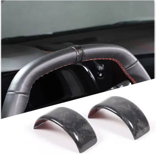 Miniatura 10 de Cubierta del anillo superior del volante compatible con Chevrolet Corvette C8 Stingray 2020-2023 100% fibra de carbono real, 2 piezas, accesorios