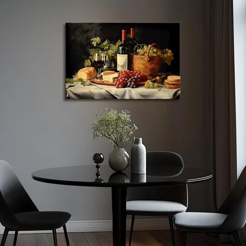Miniatura 5 de OAAPITI Cuadros de Cocina Decoración de Pared Acuarela Vino Uva Pan Impresión en Lienzo Pinturas Abstractas de Frutas y Alimentos para Comedor Casa