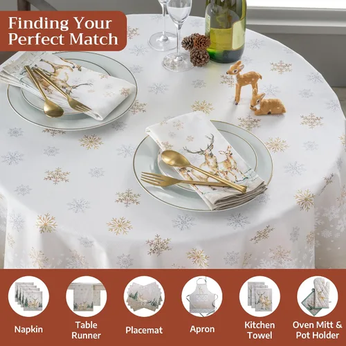 Miniatura 4 de Maison d' Hermine Mantel 100% algodón para mesas de cocina/comedor, fiestas, bodas, Acción de Gracias/Navidad (Redondo, 69 pulgadas de diámetro)