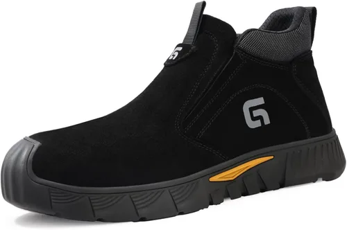 Miniatura 17 de GLANOUDUN - Botas de trabajo de soldadura para hombre, con punta de acero, antideslizantes, zapatos de trabajo indestructibles para hombre, zapatos
