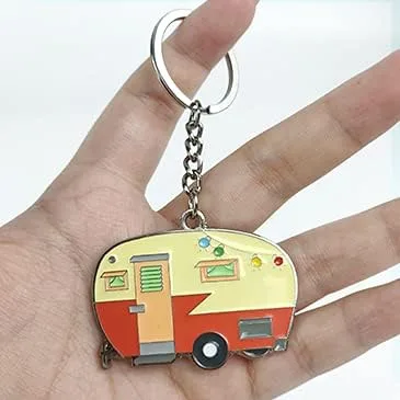 Miniatura 9 de Llavero de casa rodante con texto en inglés "Happy RV", llavero para parejas, regalo para hombres y mujeres, accesorios de campamento, paquete de 2