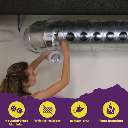 Miniatura 3 de ATack Cinta adhesiva reflectante de papel de aluminio, 2 pulgadas x 75 pies, 3.6 mil, cinta HVAC de aluminio de alta temperatura y resistente