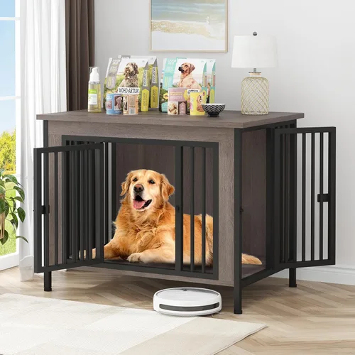 Miniatura 28 de EasyCom Mueble de jaula para perros para 1 o 2 perros, jaulas resistentes para perros individuales/dobles para perros pequeños, medianos y grandes