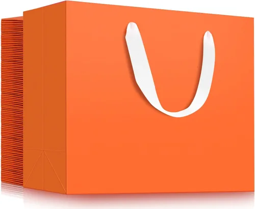 Miniatura 50 de EUSOAR Bolsas de regalo grandes negras, paquete de 12 bolsas de papel de compras de 16 x 6 x 12 pulgadas con asas, bolsa de mercancía de papel kraft