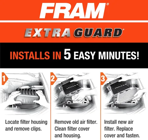 Miniatura 5 de Filtro de aire de motor FRAM Extra Guard de repuesto, fácil instalación con protección avanzada del motor y rendimiento óptimo, CA12065