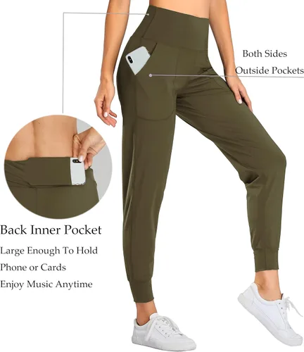 Miniatura 21 de Oalka - Pantalones deportivos para mujer, con cintura alta y bolsillos, para hacer deporte, yoga y entrenar