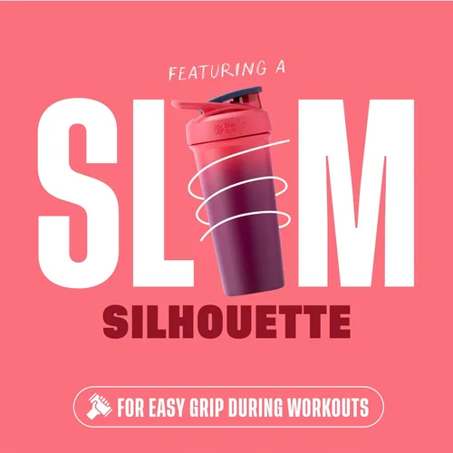 Miniatura 7 de BlenderBottle Sport Sleek - Botella agitadora de acero inoxidable aislada con batidor de alambre, 25 onzas, Sangria Ombre – Batidos de proteínas e