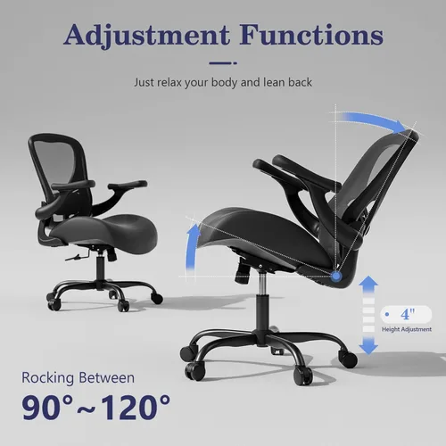 Miniatura 8 de GYI Silla de oficina ergonómica con cojín de espuma viscoelástica, silla de oficina grande y alta, asiento grueso de 4.7 pulgadas, silla