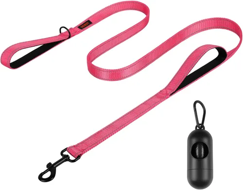 Miniatura 12 de Correa resistente para perros con 2 asas - Correa reflectante anti-tracción de 6 pies para perros grandes, asa acolchada de tráfico para control