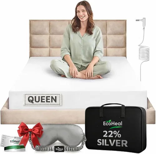 Miniatura 10 de Sábanas de Conexión a Tierra de Lujo Queen 22% Fibra de Plata, 74% Algodón, 4% Seda, Certificadas con Calidad SGS, Sábana Bajera Ajustable