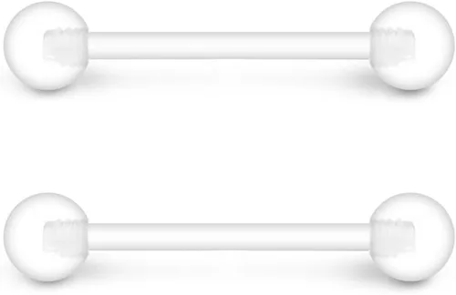 Miniatura 4 de Ruifan 14G 916 pulgadas Bioflex - Piercing de acrílico flexible para pezón y lengua recta, 14-30 piezas, Acrílico