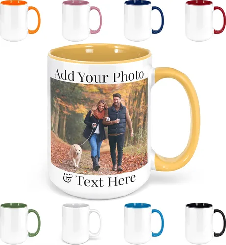 Miniatura 8 de Taza de café personalizada, taza de cerámica personalizada de 15 onzas con foto, impresión de doble cara, divertida, rosa