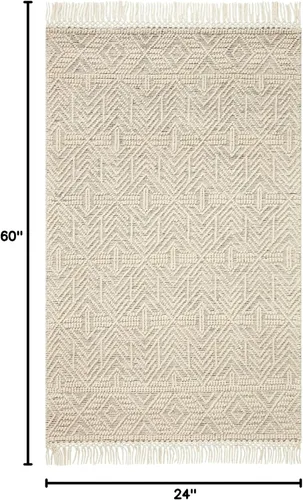 Miniatura 3 de Loloi II Noelle Collection NOE-01 - Alfombra decorativa de 2 pies y 0 pulgadas x 5 pies, color marfil/negro