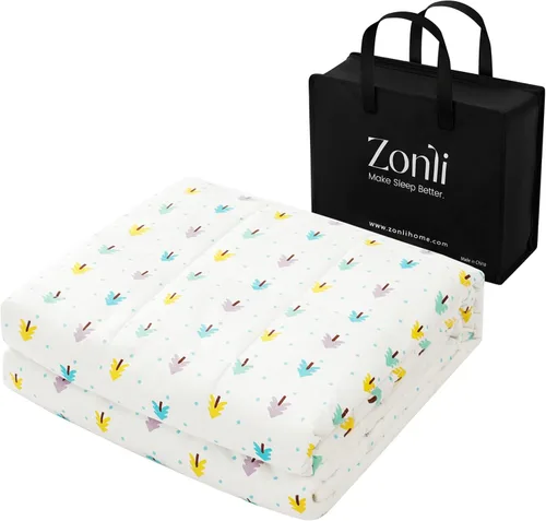 Miniatura 15 de ZonLi Manta pesada para adultos (48 x 72 pulgadas, 12 libras, verde oscuro) manta pesada de enfriamiento de alta transpirabilidad, material suave