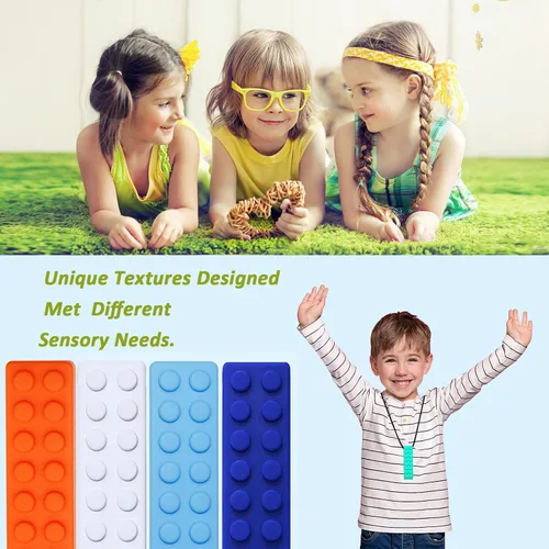 Miniatura 7 de Collar masticable para niños sensorial, collar sensorial con bloques para masticar para niños y niñas con autismo, TDAH, dentición, mordedura