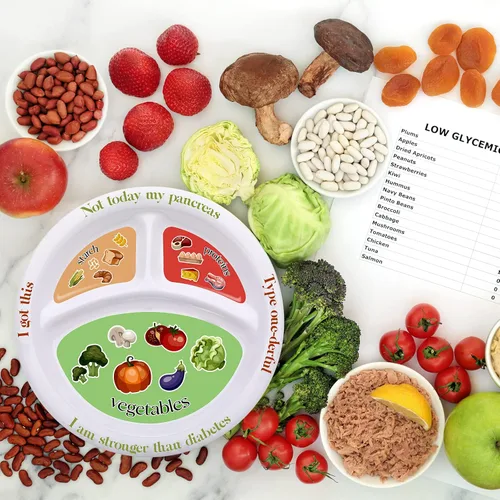 Miniatura 4 de Eaasty Placa de control de porciones para diabéticos, platos divididos para adultos con proteínas, carbohidratos y verduras, plato de dieta, platos