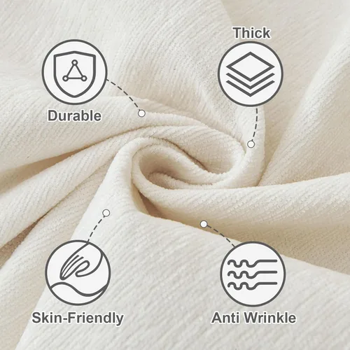 Miniatura 7 de OstepDecor Funda de Sofá de Chenilla, Fundas de Sofá Beige Lavables, Fundas de Sofá Seccional para Sofá en Forma de L, Funda Manta de Sofá, Fundas