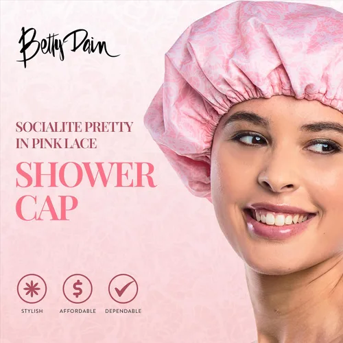 Miniatura 2 de Gorro de ducha y baño de nailon reutilizable, reversible, de gran tamaño, impermeable, gorros de ducha grandes diseñados para todas las longitudes