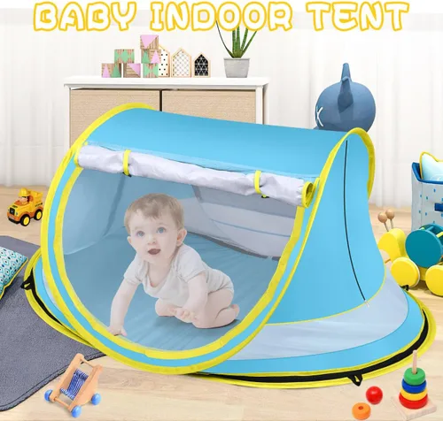Miniatura 5 de Baby Beach Tent,Large Pop Up Beach Tent Sun Shade for Beach,Portable Baby Travel Tent with Mosquito Net,Indoor Baby Play Tent,UPF 50+ UV Protection