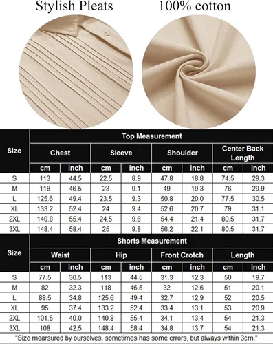 Miniatura 6 de COOFANDY Conjunto de ropa de playa de algodón Guayabera para hombre, conjunto corto de lino de 2 piezas