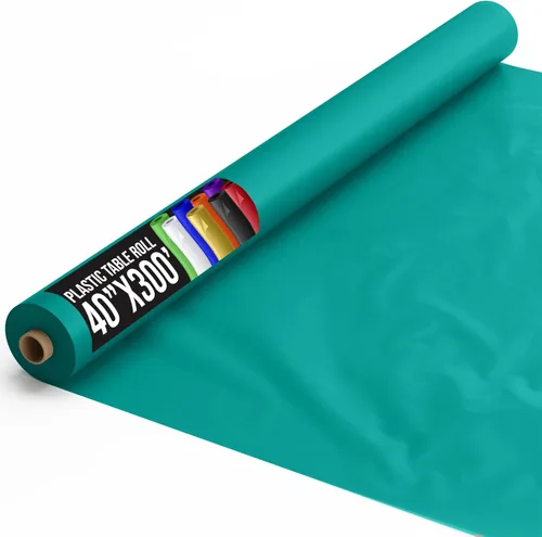 Miniatura 54 de Exquisito rollo de mantel de mesa de plástico aqua de Party Solids 4 piezas 40" X 300' Rollo de mantel de mesa de plástico - Rollos de mantel