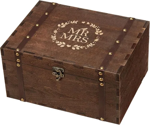 Miniatura 11 de AW BRIDAL Caja de Recuerdos de Boda para Señor y Señora para Parejas, Cajas de Madera con Tapa, Regalos de Despedida de Soltera para Novia, Fiesta