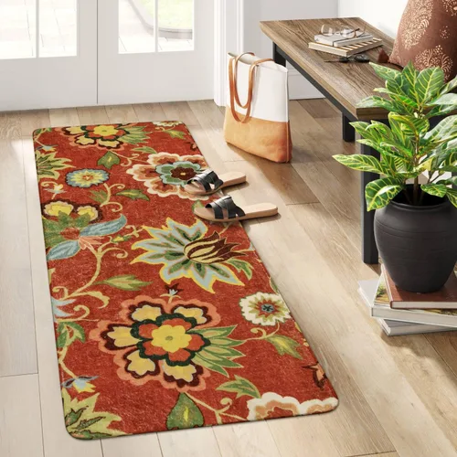 Miniatura 44 de Lahome - Tapete floral con estampado de cachemira, lavable, antideslizante, pequeño, anti-manchas, suave, para baño, entrada, dormitorio, Negro