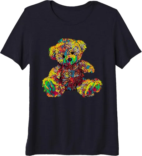 Miniatura 3 de Lindo oso de peluche de peluche camiseta premium, Negro